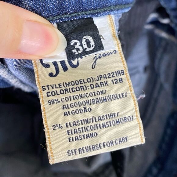 Miss Me Dark Wash Low Rise Rhinestone Embellished Flap Pocket Bootcut Jeans - Picture 8 of 8